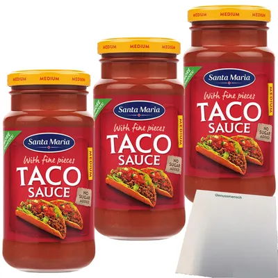 Produktbild von Santa Maria Taco Sauce mittelscharf 3er Pack (3x220g Glas) + usy Block