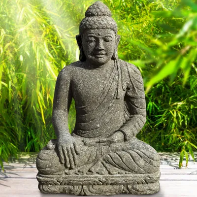 Obrázek produktu pro Naturstein Buddha Kharagpur mit Bhumisparsha Mudra 150 x 105 x 90