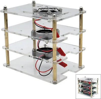 Produktbild von Gehäuse inkl. Lüfter für Raspberry Pi 4, 3B+, 3B, 2B - Stapelbar, 3 Ebenen