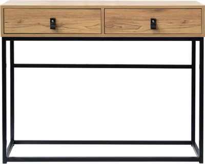 Produktbild von CALICOSY -  Konsole in Eichenoptik mit 2 Schubladen und Metallfüßen L100 cm - JILL