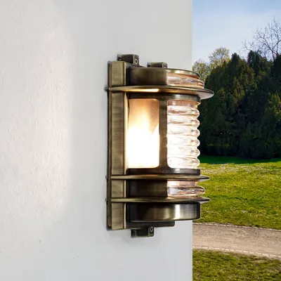 Produktbild von Wandlampe außen IP64 E27 Echt-Messing Maritim Wandleuchte außen Garten Terrasse