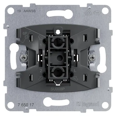 Image de Legrand SEANO, bouton-poussoir à contact inverseur, avec borne N, 10 A, bornes enfichables, 1 pièce.