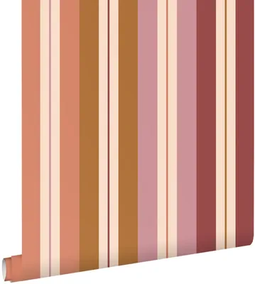 Immagine prodotto di ESTAhome carta da parati strisce rosa, marrone, viola e rosso bordeaux intenso 50 x 900 cm
