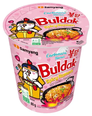 Image de Samyang Buldak Carbonara Goût Poulet Chaud Ramen Cup 80g