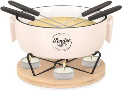 Produktbild von Fondue-Set für Käse - Fonduepfannen mit Brenner für vier Personen - inklusive Gabeln