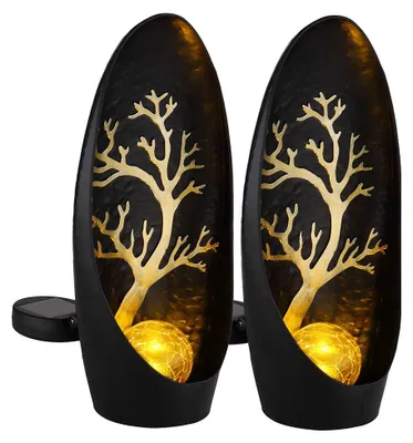 Produktbild von 2er Set LED Solarleuchte, Baum, schwarz, Akku, H 30 cm