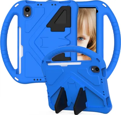 Obrázek produktu pro Dětské pouzdro pro iPad Mini 7 A17 Pro 7th Gen 2024 8,3", EVA lehké nárazuvzdorné pouzdro s skládacím stojánkem a rukojetí modré