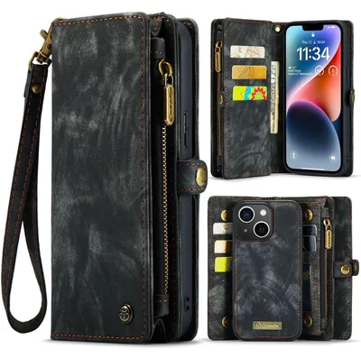 Image de Étui pour iPhone 14 Plus d'Apple en simili cuir, avec fermeture à glissière, neuf