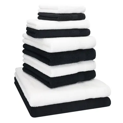 Produktbild von Betz 10-tlg. Handtuch-Set PREMIUM CLASSIC 2 Duschtücher 4 Handtücher 2 Gästetücher 2 Seiftücher  Farbe: weiß & schwarz