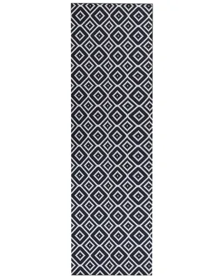 Zdjęcie produktu dla BELIANI Dywan chodnikowy czarno-biały poliester 60 x 200 cm wzór w romby nowoczesny