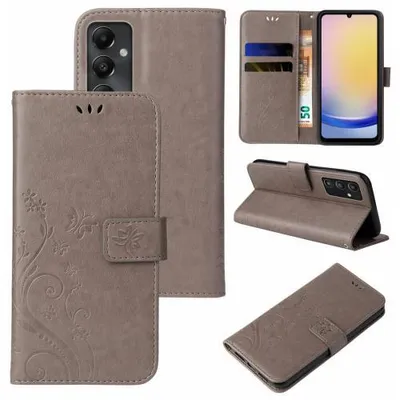 Produktbild von Kunstleder Flip-Hülle Floral für Samsung Galaxy A Serie - Farbe: Grau - Modellkompatibilität: Für Samsung Galaxy A25 5G