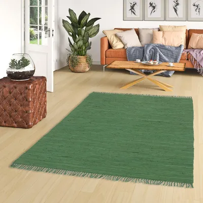 Produktbild von Baumwolle Natur Teppich Jolly Baumwolle Dunkelgrün, Größe:160x230 cm