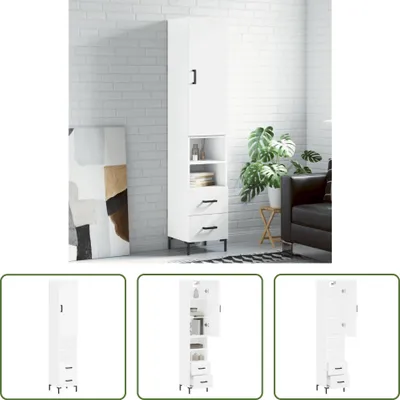 Produktbild von The Living Store Highboard Weiß 34,5x34x180 cm Holzwerkstoff