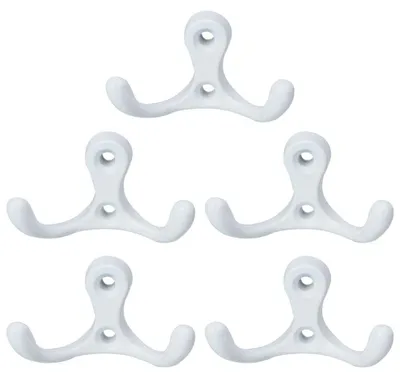 Doppelwandhaken aus Zinklegierung, weiß, 5 Stück, J-Form
