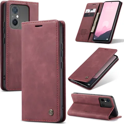 Produktbild von Redmi 12C Hülle, Retro Kunstledertasche mit Standfunktion Schutzhülle für Xiaomi Redmi 12C Rot