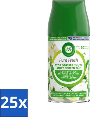 Image de Air Wick Freshmatic Recharge pour vaporisateur automatique Jasmin & Fleurs blanches 250 ml - Pack économique - 25 pièces