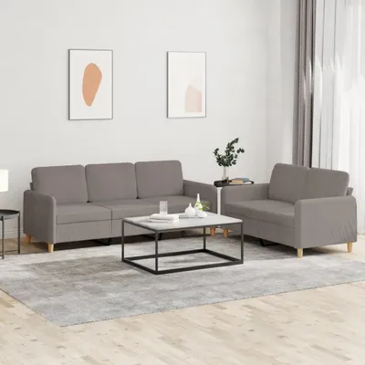 Produktbild von CLORIS 2-tlg. Sofagarnitur mit Kissen Taupe Stoff, 50,8 kg
