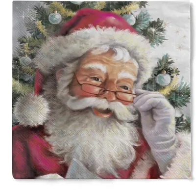 Produktbild von HAPPY PAPER Serviette "Sweet Santa" aus Tissue 33 x 33 cm, 20 Stück - Weihnachtsserviette