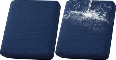 Produktbild von 2er-Set Terrassen-Kissenbezüge für draußen/drinnen , 100% wasserdichter Outdoor-Sitzkissen Schonbezug für Terrassenmöbel Sektionalsofa,Dunkelblau