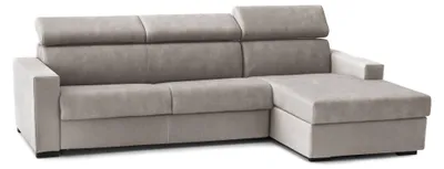 Produktbild von Schlafsofa Daasen, Ecksofa, 100% Italy, Sofa mit Drehöffnung, mit rechter Containerhalbinsel, mit schmalen Armlehnen, Cm 260x95h85, Turteltaube
