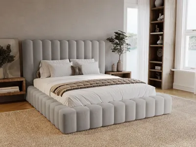 Produktbild von GrainGold Polsterbett Rotto  160x200 cm - Bett 160x200, Polsterbett mit Bettkasten und Lattenrost - Hellgrau (Komodo 20)