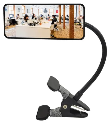 Image de Petit miroir rectangulaire convexe avec clip - Flexible - 17 x 7,5 cm - Pour bureau et écran