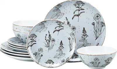 Produktbild von CreaTable, 24819, Vintage Flowers Stein, Tellerset 12-tlg, Steinzeug