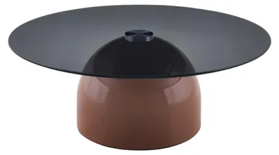 Zdjęcie produktu dla HOMLA Stolik pomocniczy MESITA mocha ze szklanym blatem 80x32 cm