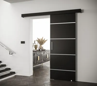 Obrázok produktu pre Posuvné dvere so strieborným úchytom SALOME 4 - 70 cm, čierne