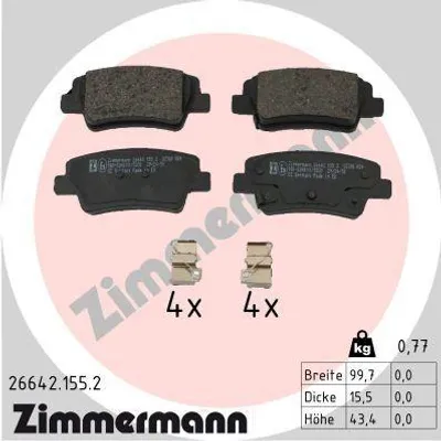 Produktbild von ZIMMERMANN Bremsbeläge Satz Hinten Bremsklötze für HYUNDAI i20 III (BC3, BI3) 26642.155.2