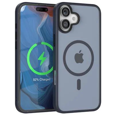 Produktbild von EAZY CASE - Outdoor Case mit MagSafe Funktion kompatibel mit Apple iPhone 16 Plus, induktives Laden, stoßfest, Silikonhülle mit Kameraschutz in Dunkelblau