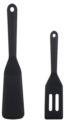 2er-Set Silikonspateln, hitzebeständig bis 220 °C, BPA-frei, schwarz