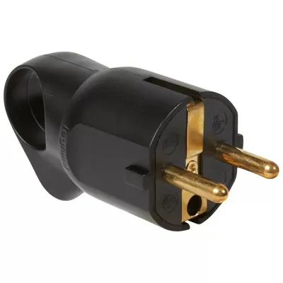 Zdjęcie produktu dla Wtyczka 2P+T 16A 250V Z Pierścieniem Legrand - Czarna