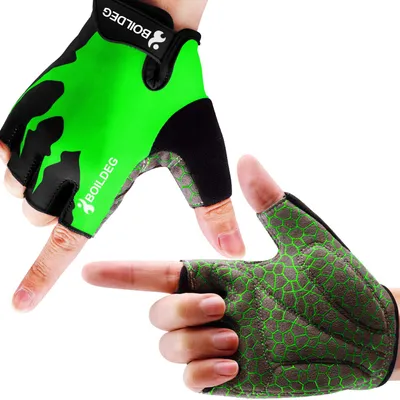 Imagen del producto de Guantes para bicicleta de media punta, antideslizantes, con amortiguación, talla L, transpirables, ideales para ciclismo