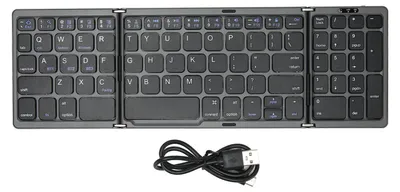 Obrázek produktu pro Skládací Bluetooth klávesnice s numerickou klávesnicí, 81 kláves, napájení z baterie, rozhraní typu C, kapesní velikost pro PC