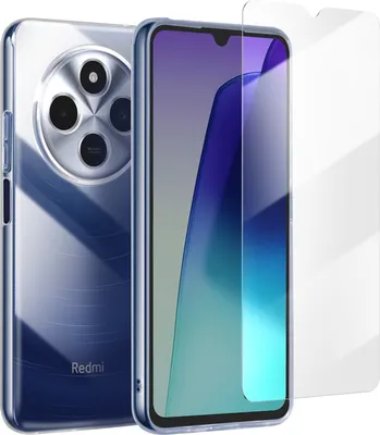 Produktbild von Avizar, Silikonhülle für Xiaomi Redmi 14C mit 9H kratzfestem Panzerglas, Transparent