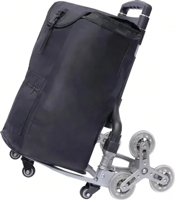 Immagine prodotto di Carrello portasacchi Treppensteiger, carrello da trasporto pieghevole in alluminio, regolabile in altezza in 3 posizioni, borsa impermeabile rimovibile, nero