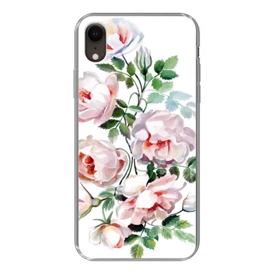 Produktbild von MuchoWow® Handyhülle Schutzhülle Hülle für iPhone XR Aquarell - Rosen - Blumen Silikon Softcase Handy Hülle - Schutzdeckel
