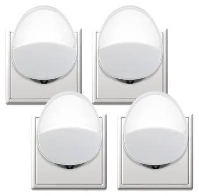 Zdjęcie produktu dla Lampka nocna Ovaal do gniazdka, z czujnikiem zmierzchu, zestaw 4 sztuk