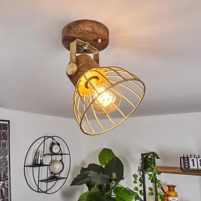Produktbild von Spedaletto »Spedaletto« Wandlampe aus Holz/Metall, Natur/Godlfarben, Lichteffekt