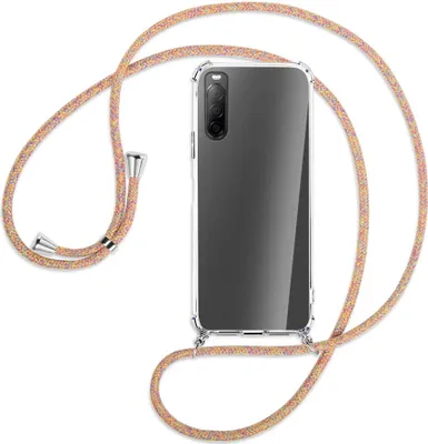 Produktbild von Handykette Backcover-Schutzhülle mit Band (Metall silberfarben) für Sony Xperia 10 II - Rainbow