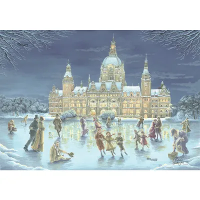 Produktbild von Mini-Adventskalender Hannover Maschsee Eislaufen Wintermotiv