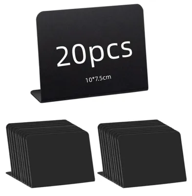 20 Mini-Tafeln, Kunststoff, Stehtafeln, 10x7,5 cm, schwarz