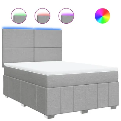 Image de vidaXL Lit boxspring avec matelas gris clair 160x200 cm Tissu