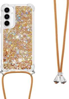Produktbild von Samsung Galaxy A56 Hülle - Coverup Liquid Glitzer Back Cover mit Handykette - Gold