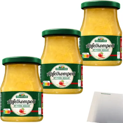 Produktbild von Spreewaldhof Apfelkompott 3er Pack (3x360g Glas) + usy Block