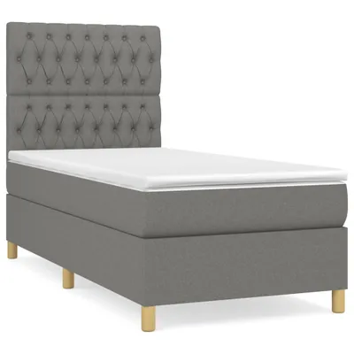 Obrázek produktu pro vidaXL Postel Boxspring s matrací Dark Grey 90x200 cm Látka