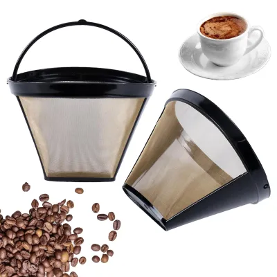 Kaffeefilter Größe 4, 2 Stück, Edelstahl, wiederverwendbar, 6-12 Tassen
