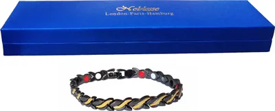 Produktbild von MAGNET-ARMBAND Bicolour 4 Magnete 1500 Gaus Gold/Schwaz mit Etui Magnetarmband Magnetschmuck 66