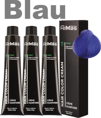 Produktbild von FemMas Haarfarbe mit Arganöl Pure&Mix Blau | 3x100 ml